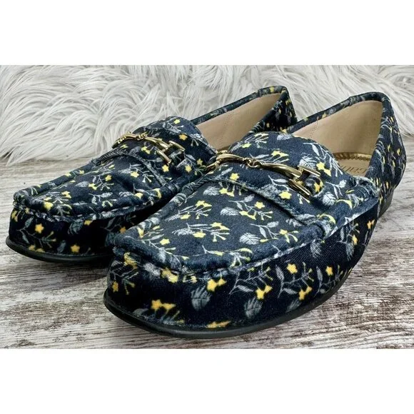 CABI Velvet Loafer Women’s Size 8 Blue/Yellow Horsebit Carnaby Floral 6005 EUC! - Picture 9 of 11